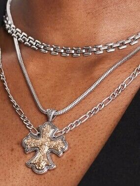 8 Other Reasons rosemary multirow necklace with cross pendant in silver, New